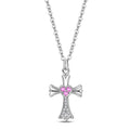 Amarante Jewelry Pink Heart Cross Necklace