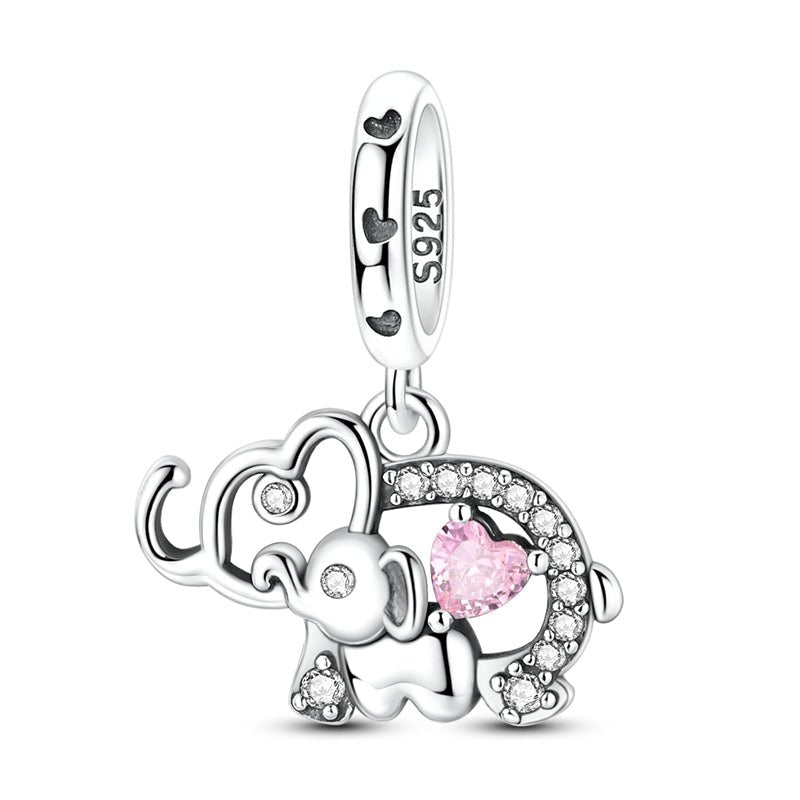 Amarante Jewelry Pink Heart Elephant Dangle Charm