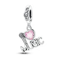Amarante Jewelry Pink Heart Music & Microphone Dangle Charm