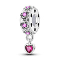 Amarante Jewelry Pink Heart Rose Petal Dangle Charm