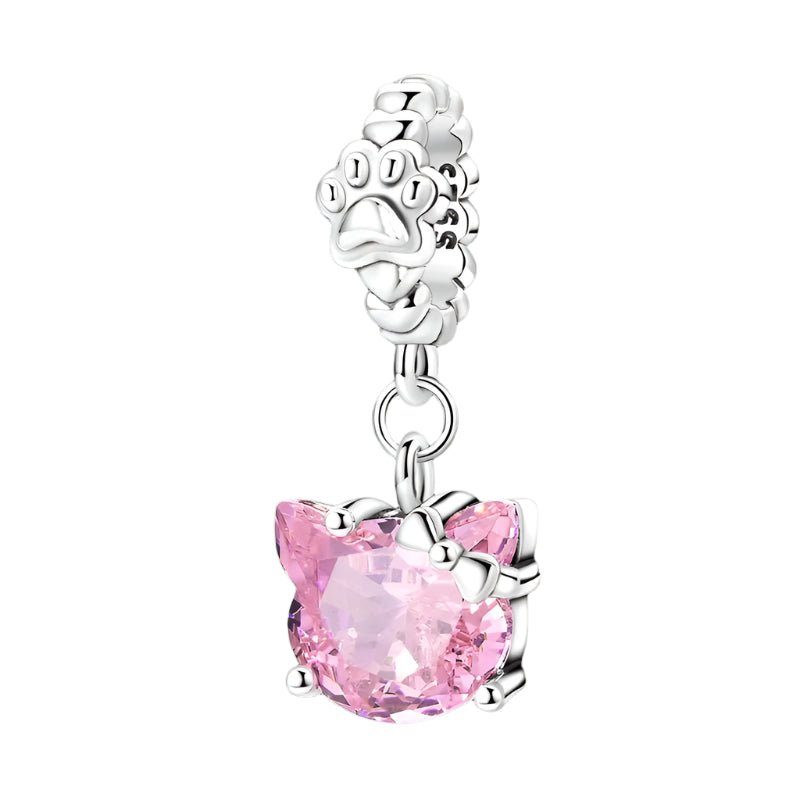 Amarante Jewelry Pink Kitty with Paw Print Dangle Charm