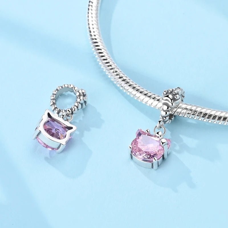 Amarante Jewelry Pink Kitty with Paw Print Dangle Charm