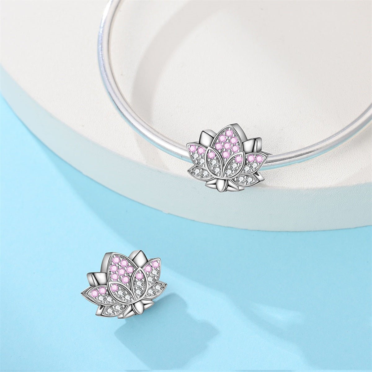 Amarante Jewelry Pink Lotus Blossom Sparkle Charm