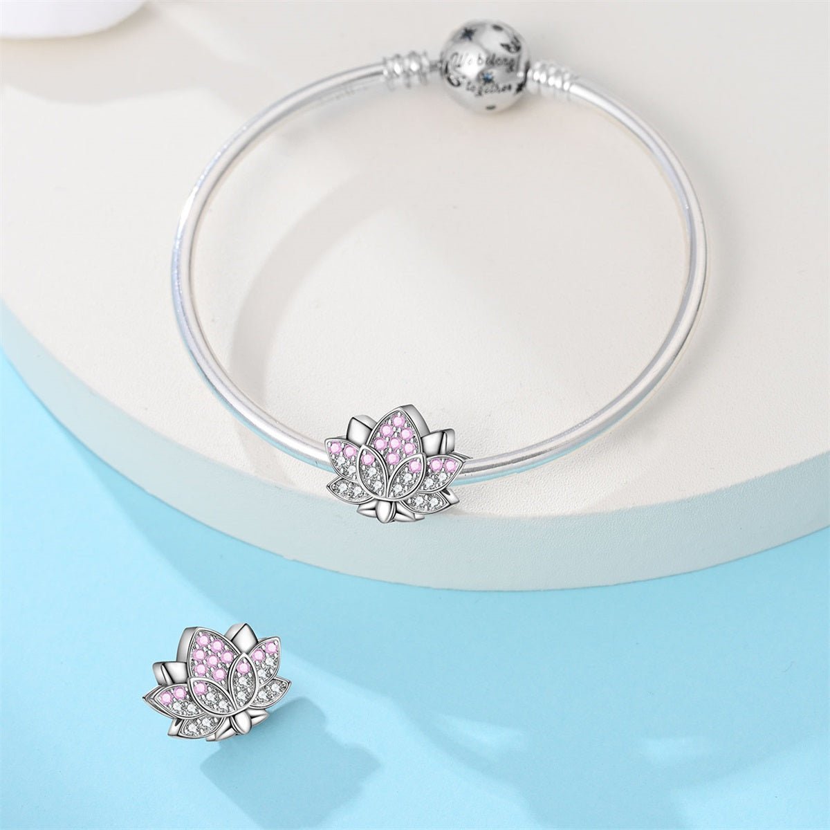 Amarante Jewelry Pink Lotus Blossom Sparkle Charm