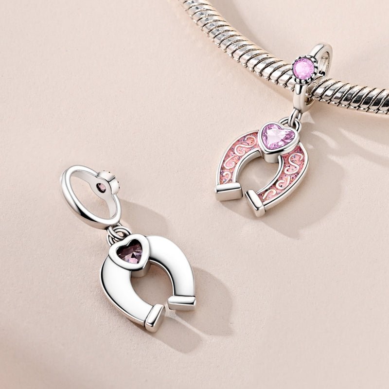 Amarante Jewelry Pink Lucky Horseshoe Dangle Charm