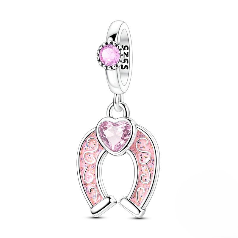 Amarante Jewelry Pink Lucky Horseshoe Dangle Charm