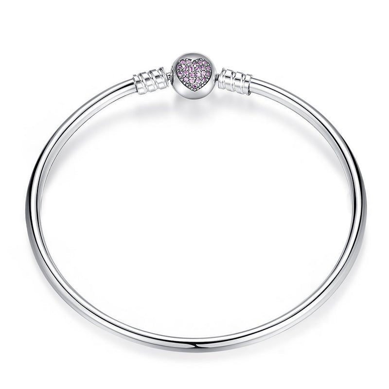 Amarante Jewelry Pink Pavé Heart Clasp Charm Bangle