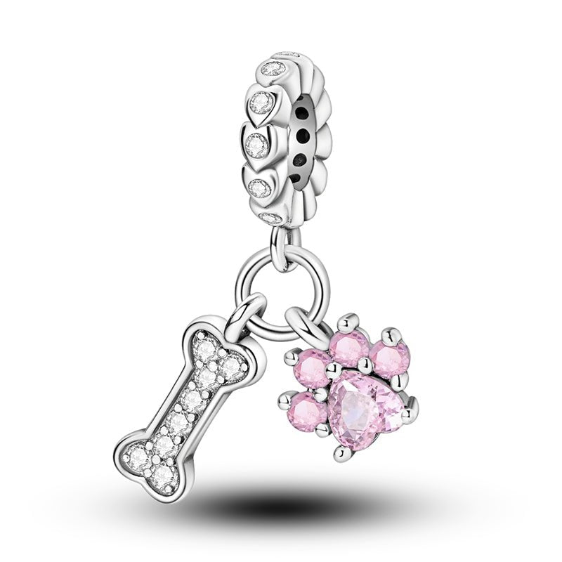 Amarante Jewelry Pink Paw & Bone Dangle Charm