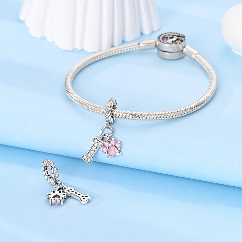 Amarante Jewelry Pink Paw & Bone Dangle Charm