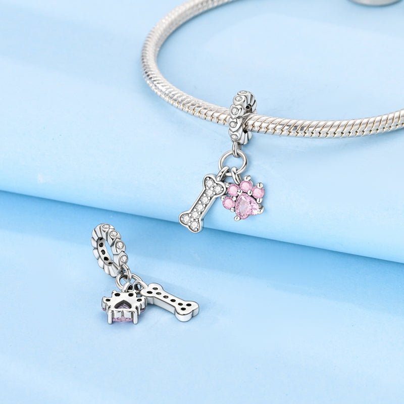 Amarante Jewelry Pink Paw & Bone Dangle Charm