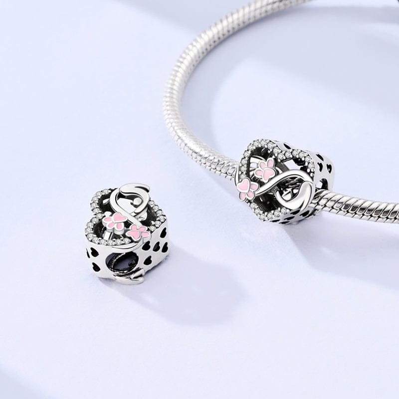 Amarante Jewelry Pink Paw & Heart Infinity Love Charm