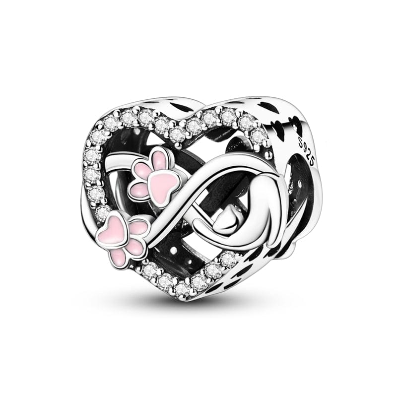 Amarante Jewelry Pink Paw & Heart Infinity Love Charm
