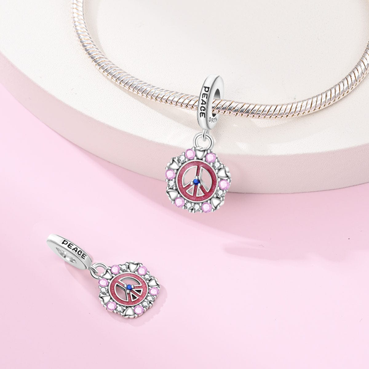 Amarante Jewelry Pink Peace & Hearts Charm