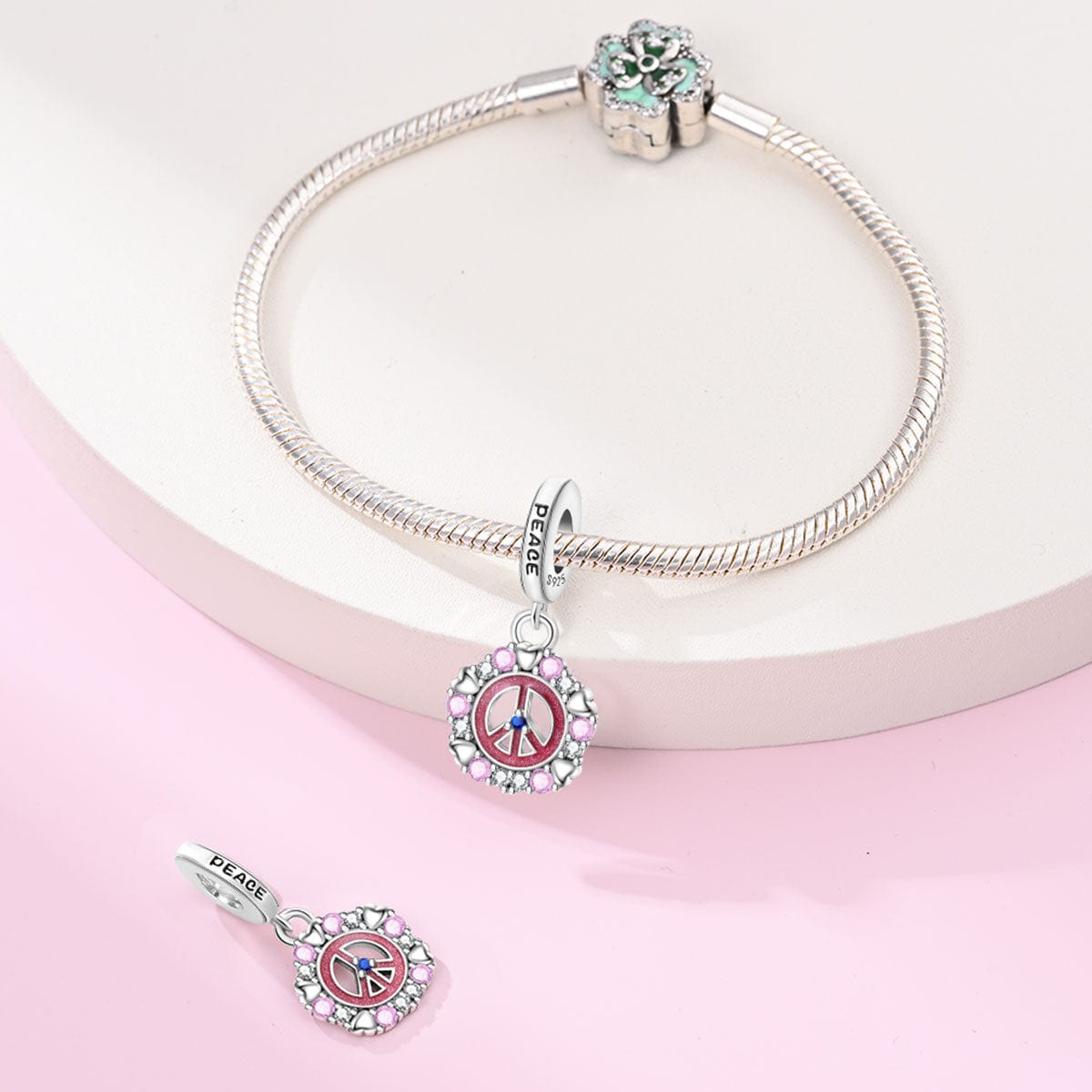 Amarante Jewelry Pink Peace & Hearts Charm