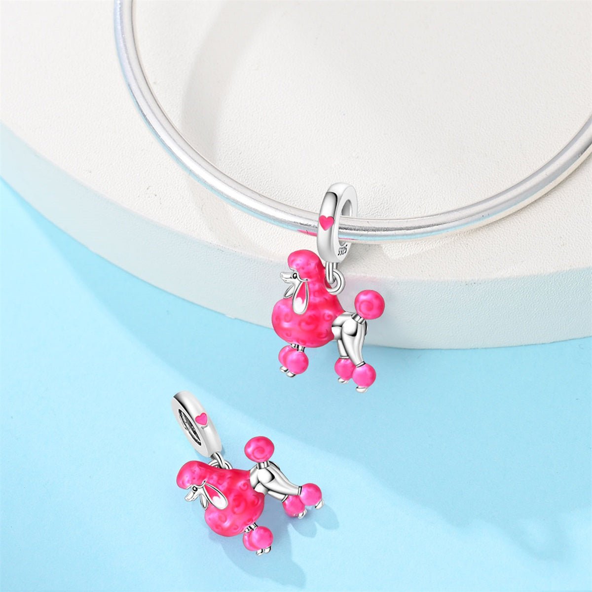 Amarante Jewelry Pink Poodle Dog Dangle Charm