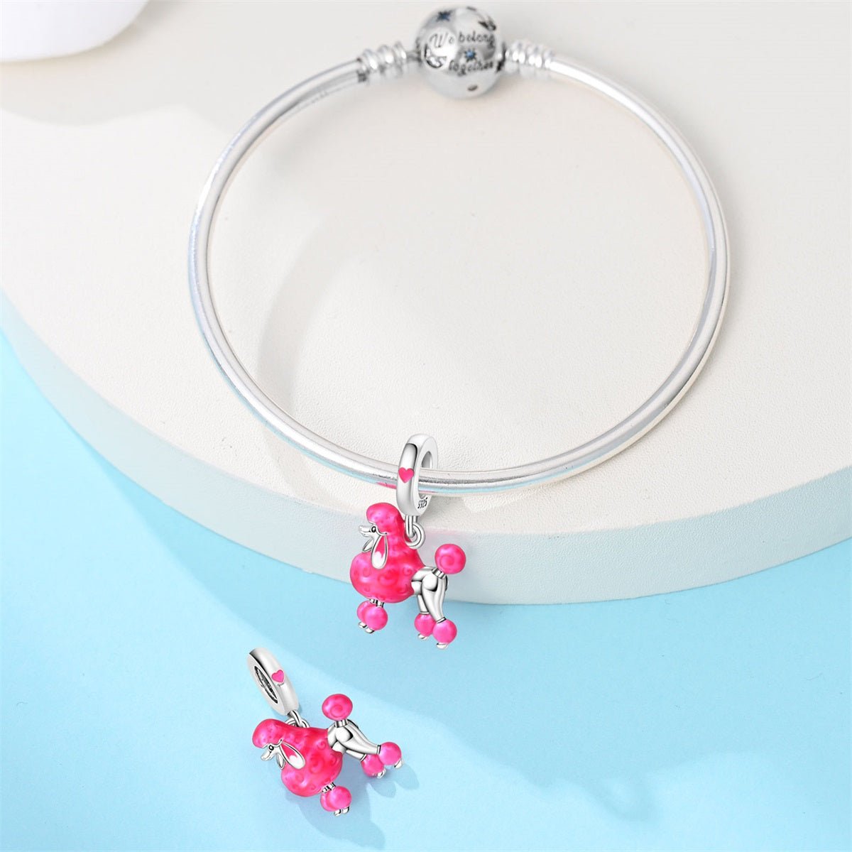 Amarante Jewelry Pink Poodle Dog Dangle Charm