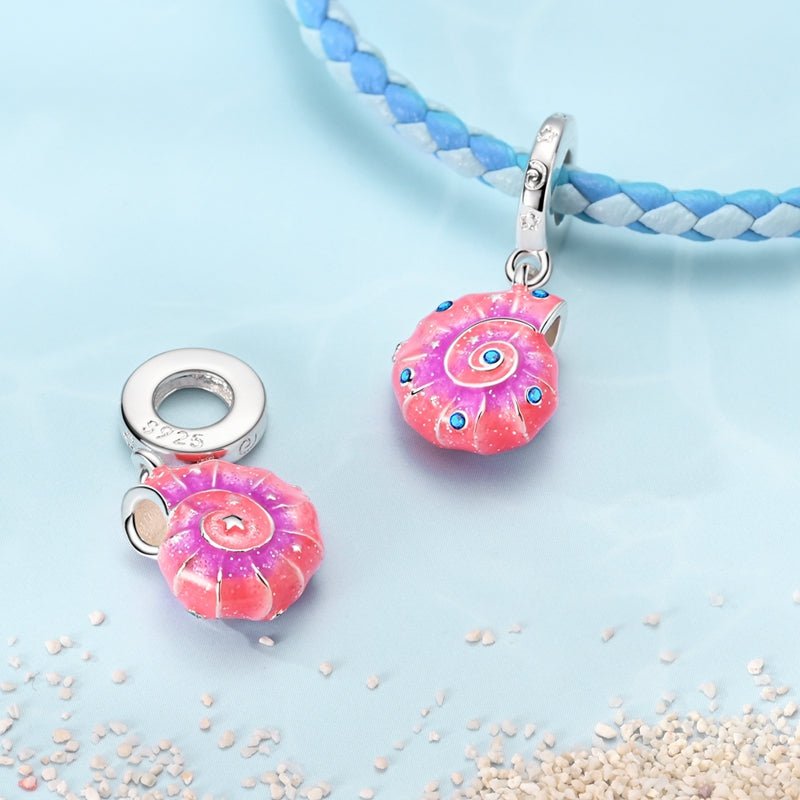 Amarante Jewelry Pink Shell with Blue Stones Dangle Charm