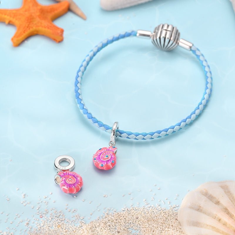 Amarante Jewelry Pink Shell with Blue Stones Dangle Charm