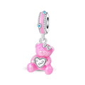 Amarante Jewelry Pink Teddy Bear & Heart Dangle Charm
