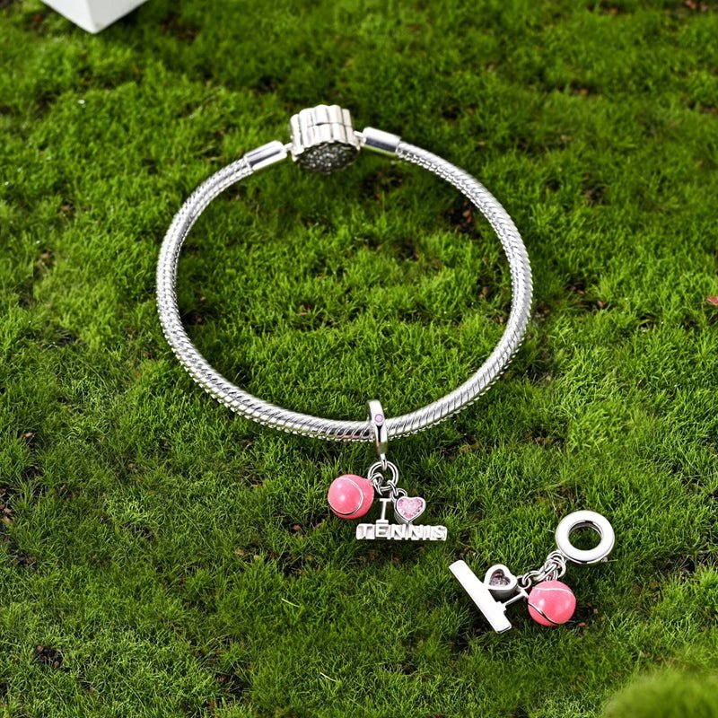 Amarante Jewelry Pink Tennis Ball & “I Love Tennis” Dangle Charm
