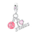 Amarante Jewelry Pink Tennis Ball & “I Love Tennis” Dangle Charm