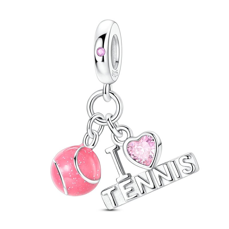 Amarante Jewelry Pink Tennis Ball & “I Love Tennis” Dangle Charm