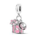 Amarante Jewelry Pink Travel Suitcase with Flower & Sun Hat Dangle Charm