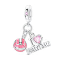 Amarante Jewelry Pink Volleyball & “I Love Volleyball” Dangle Charm