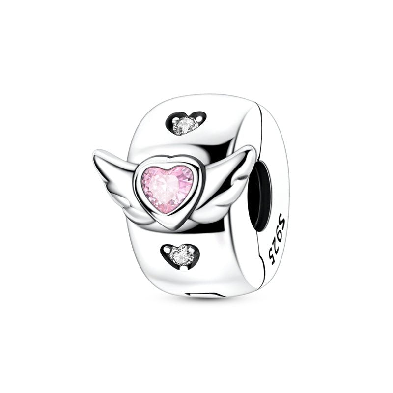 Amarante Jewelry Pink Winged Heart Sparkling Clip Charm
