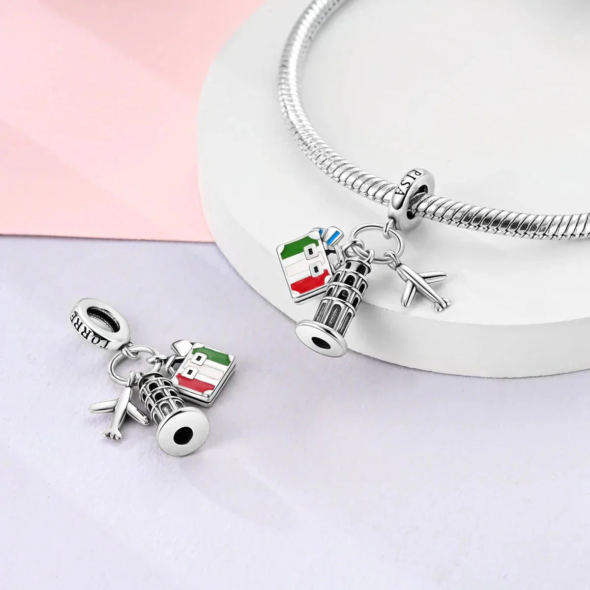 Amarante Jewelry Pisa Italy Landmark Triple Dangle Charm