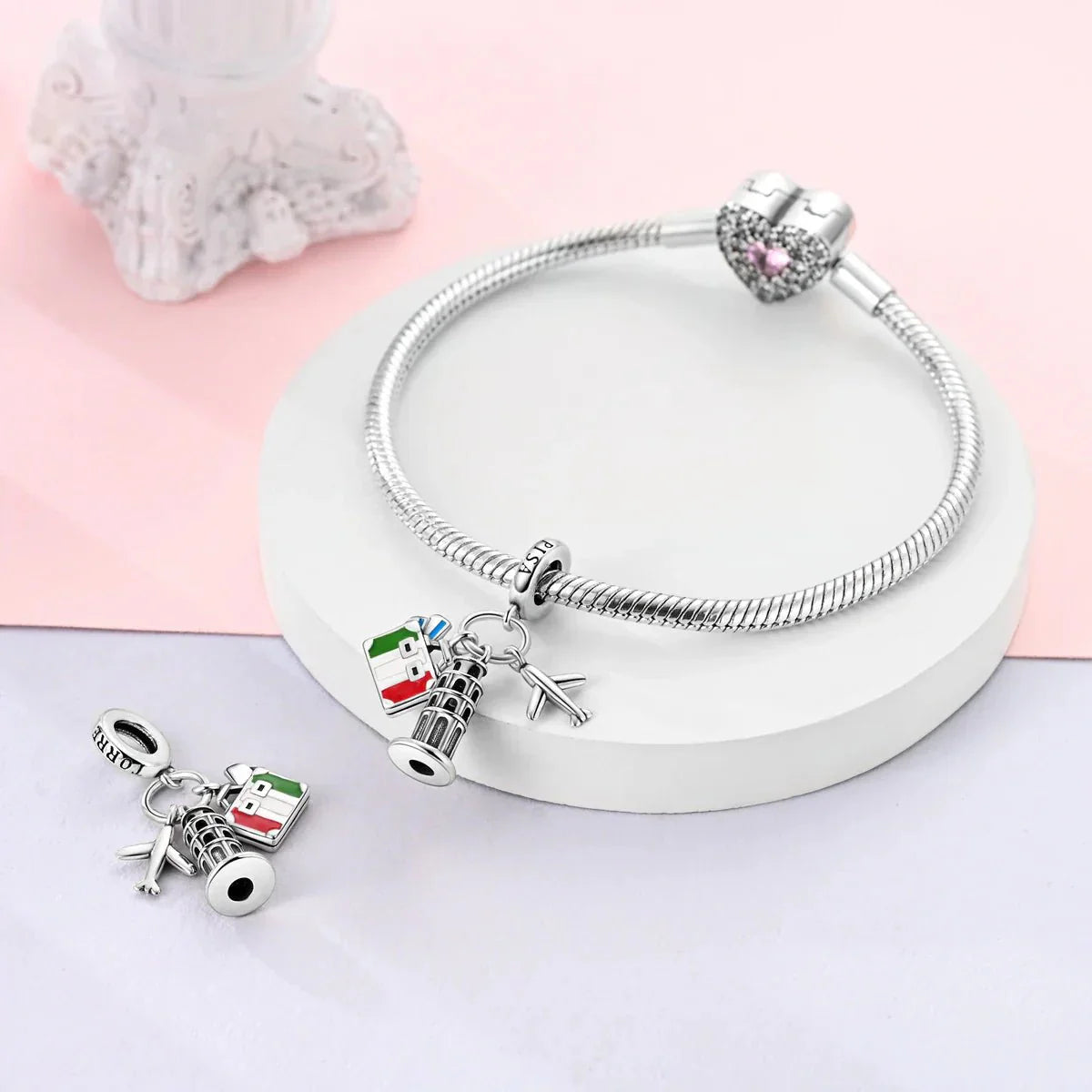 Amarante Jewelry Pisa Italy Landmark Triple Dangle Charm