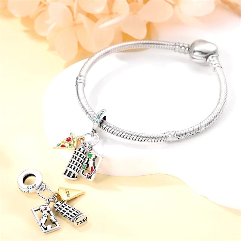 Amarante Jewelry Pisa Tower Italy Pizza Luminous Dangle Charm