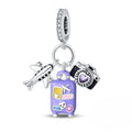 Amarante Jewelry Plane, Camera and Purple Suitcase Triple Dangle Charm