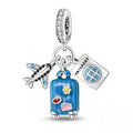 Amarante Jewelry Plane, Passport and Blue Suitcase Triple Dangle Charm