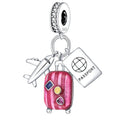 Amarante Jewelry Plane, Passport and Pink Suitcase Triple Dangle Charm