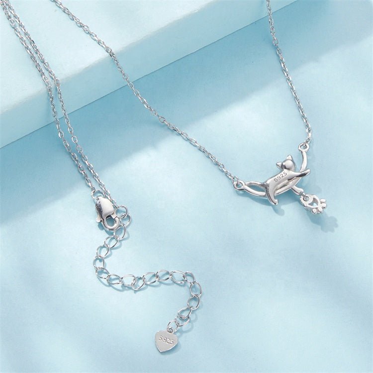 Amarante Jewelry Playful Moonlit Cat Pendant Necklace
