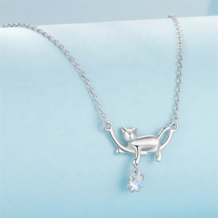 Amarante Jewelry Playful Moonlit Cat Pendant Necklace