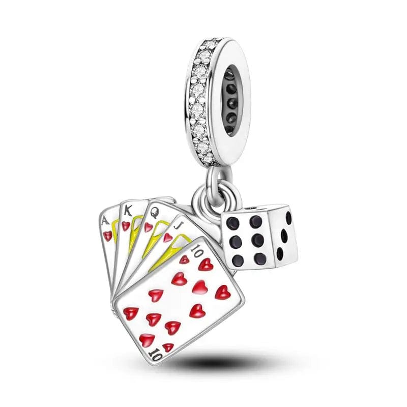Amarante Jewelry Playing Cards Poker Royal Flush & Dice Casino Charm