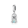 Amarante Jewelry Pomeranian Dog with Heart Stone Dangle Charm