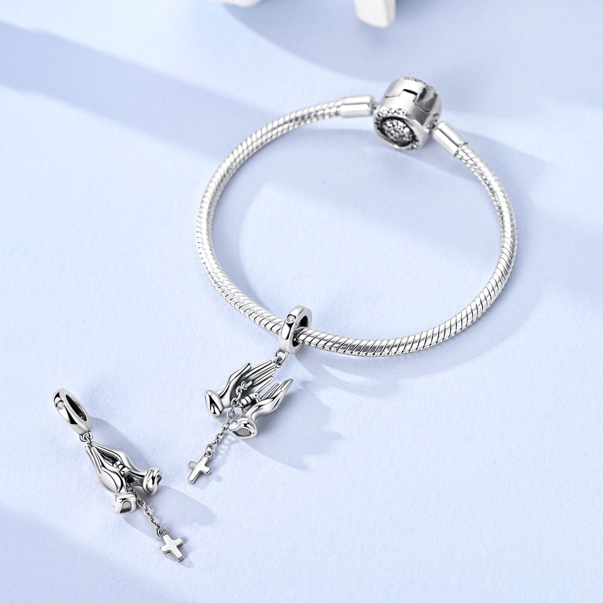 Amarante Jewelry Praying Hands with Cross Dangle Charm