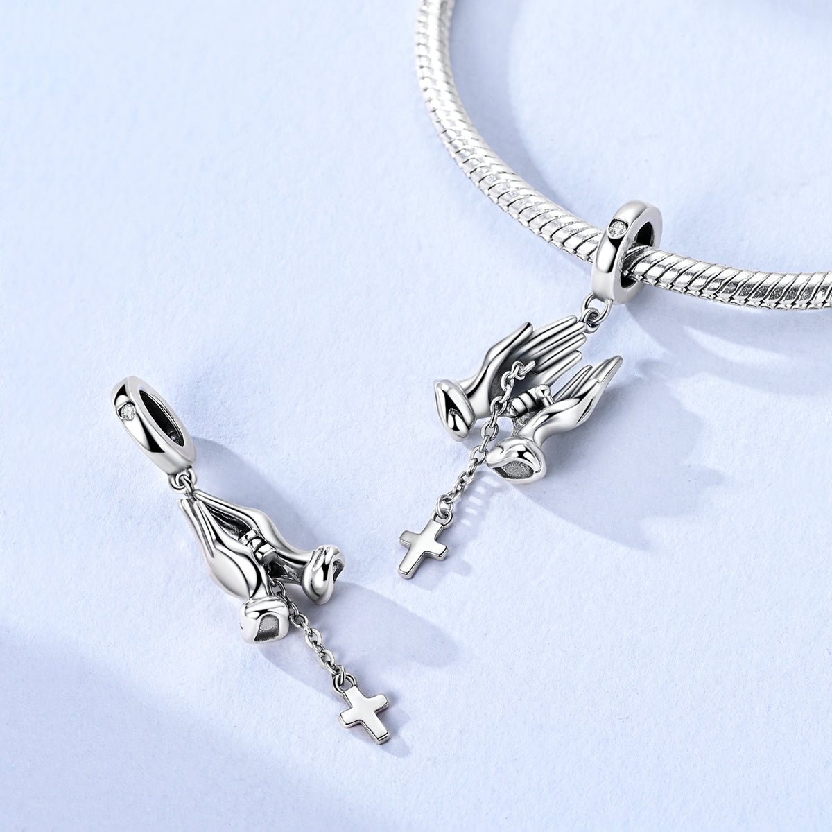 Amarante Jewelry Praying Hands with Cross Dangle Charm