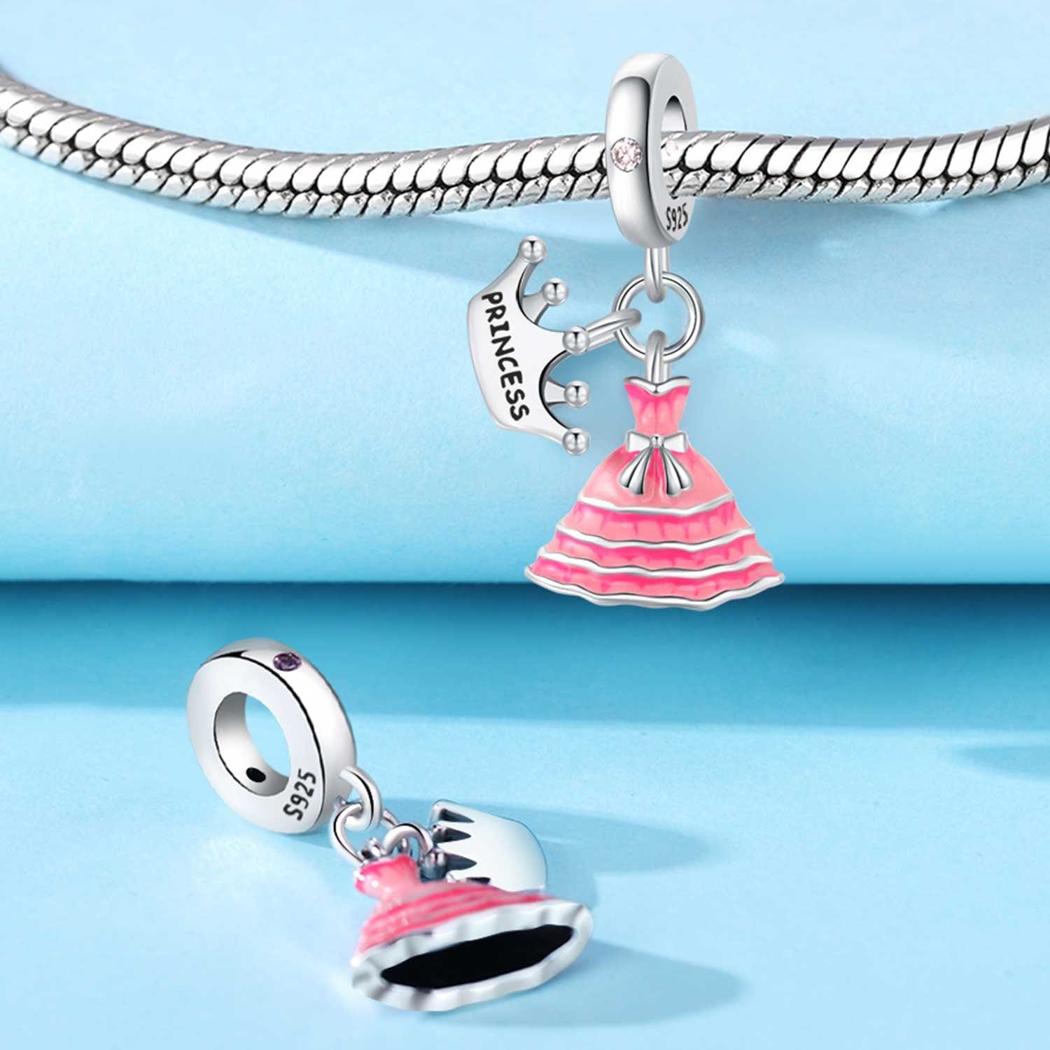 Amarante Jewelry Princess Dress & Tiara Double Dangle Charm