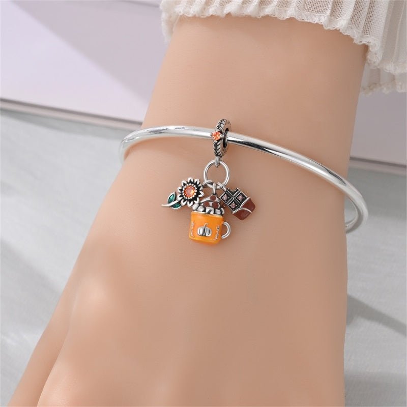 Amarante Jewelry Pumpkin Spice Mug with Chocolate & Sunflower Dangle Charm