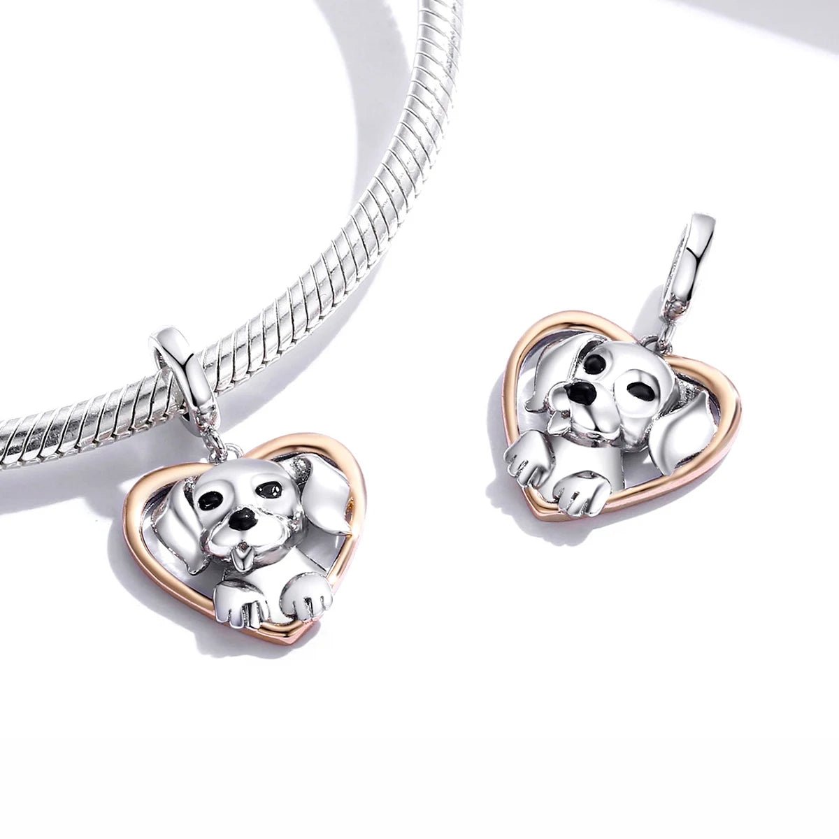 Amarante Jewelry Puppy Labrador Heart Dangle Charm