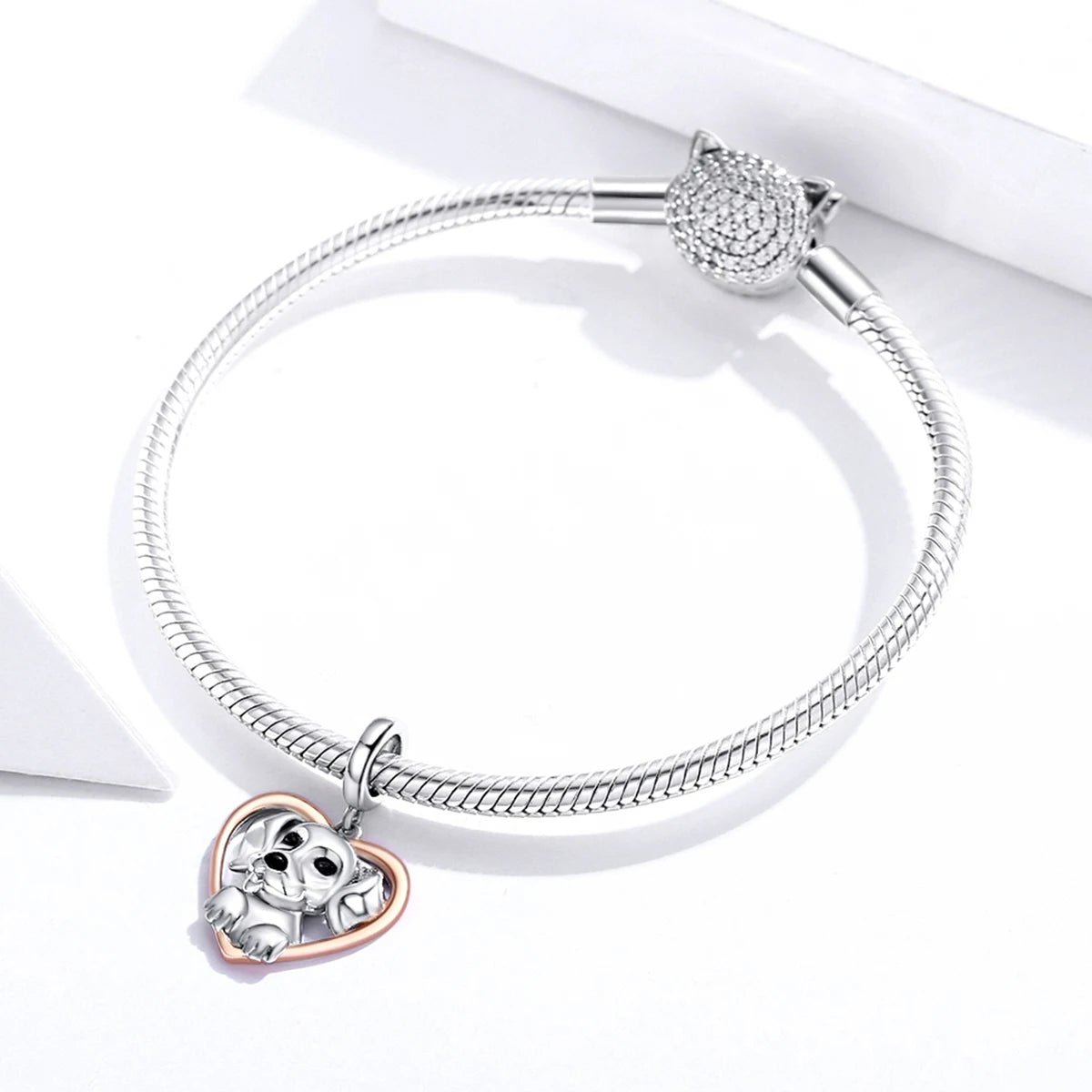 Amarante Jewelry Puppy Labrador Heart Dangle Charm