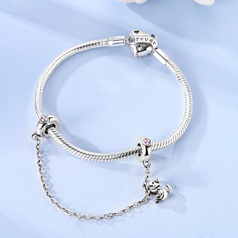 Amarante Jewelry Puppy Swing with Pink Heart Safety Chain Charm