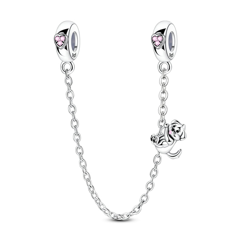 Amarante Jewelry Puppy Swing with Pink Heart Safety Chain Charm