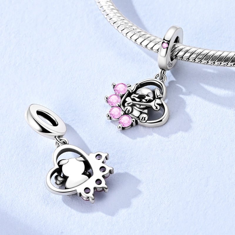 Amarante Jewelry Puppy with Bone & Paw Heart Dangle Charm