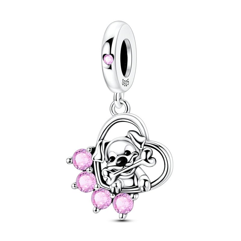 Amarante Jewelry Puppy with Bone & Paw Heart Dangle Charm