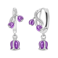 Amarante Jewelry Purple Bellflower Dangle Hoop Earrings